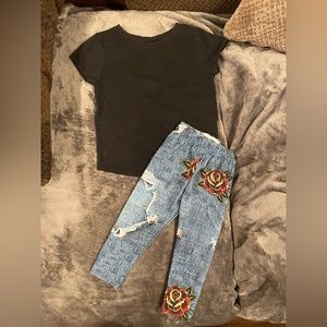 Girls outfit size 12/18 months jeans and 4T shirt